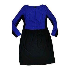 Lauren Ralph Lauren Dress Womens XL Sheath Colorblock Long Sleeve Black Blue